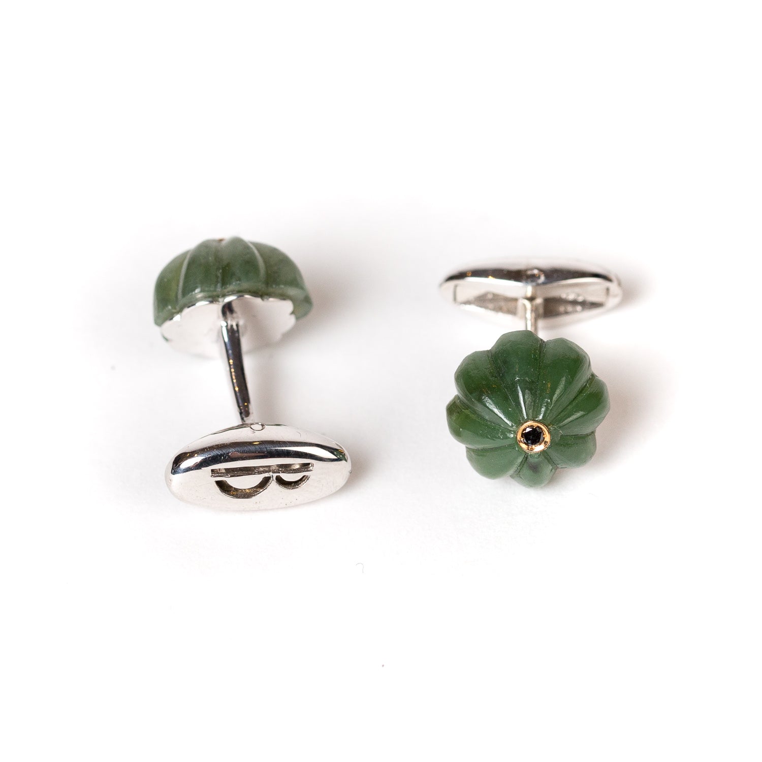 Cufflinks "Jade Flower Diamond" made of Sterling Silver - purely handmade
